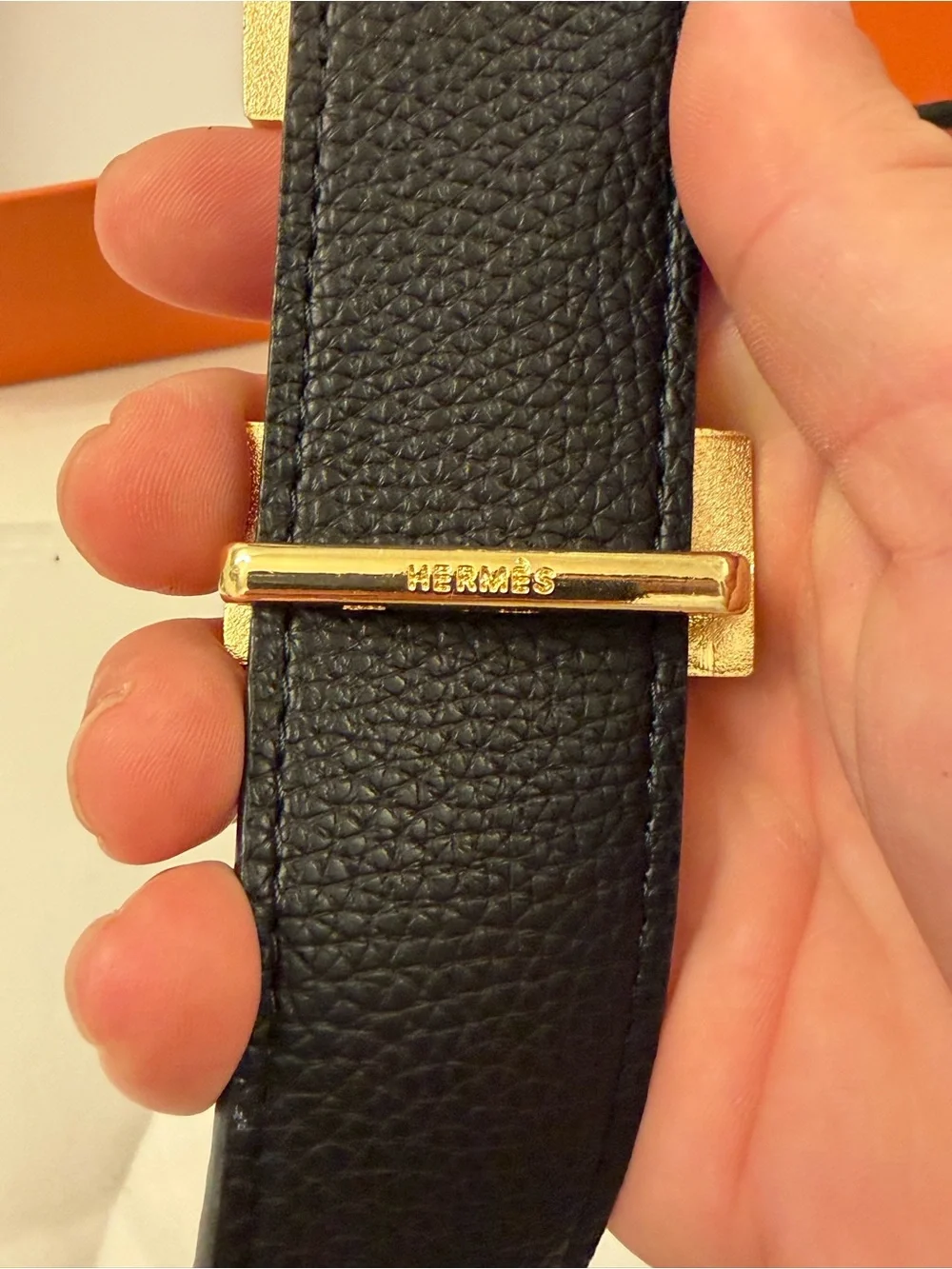 Hermès Constance H Belt – Black & Gold / Gold-Brown Reversible